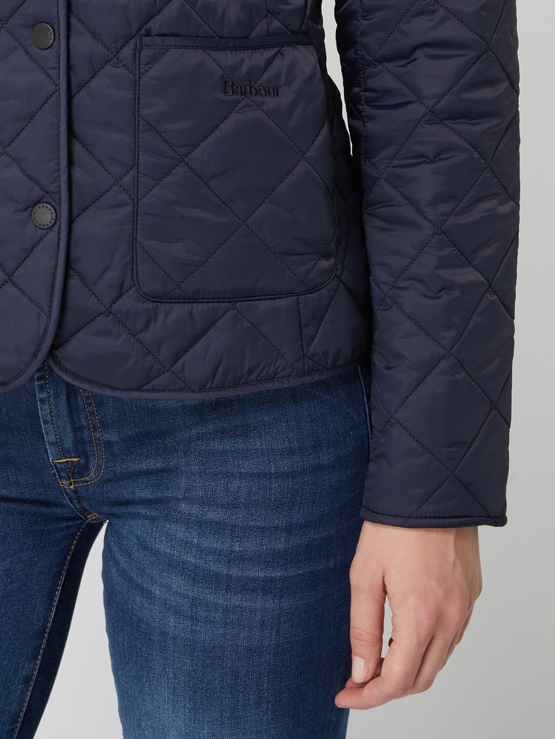 Steppjacke mit Cordkragen Modell 'Deveron' in marineblau