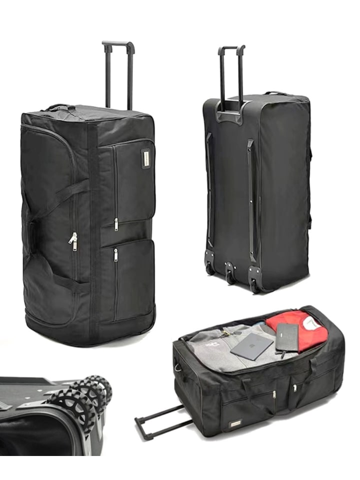 Cheffinger Gepäcktasche 3 Rollen Handgepäck Reisetasche Reisegepäck in Schwarz günstig kaufen