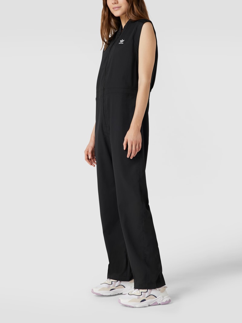 Jumpsuit mit Logo-Stitching in schwarz