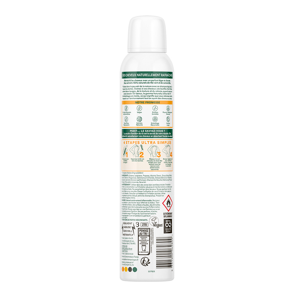 batiste Shampooing sec Naturally Thé Vert et Camomille Shampooing sec