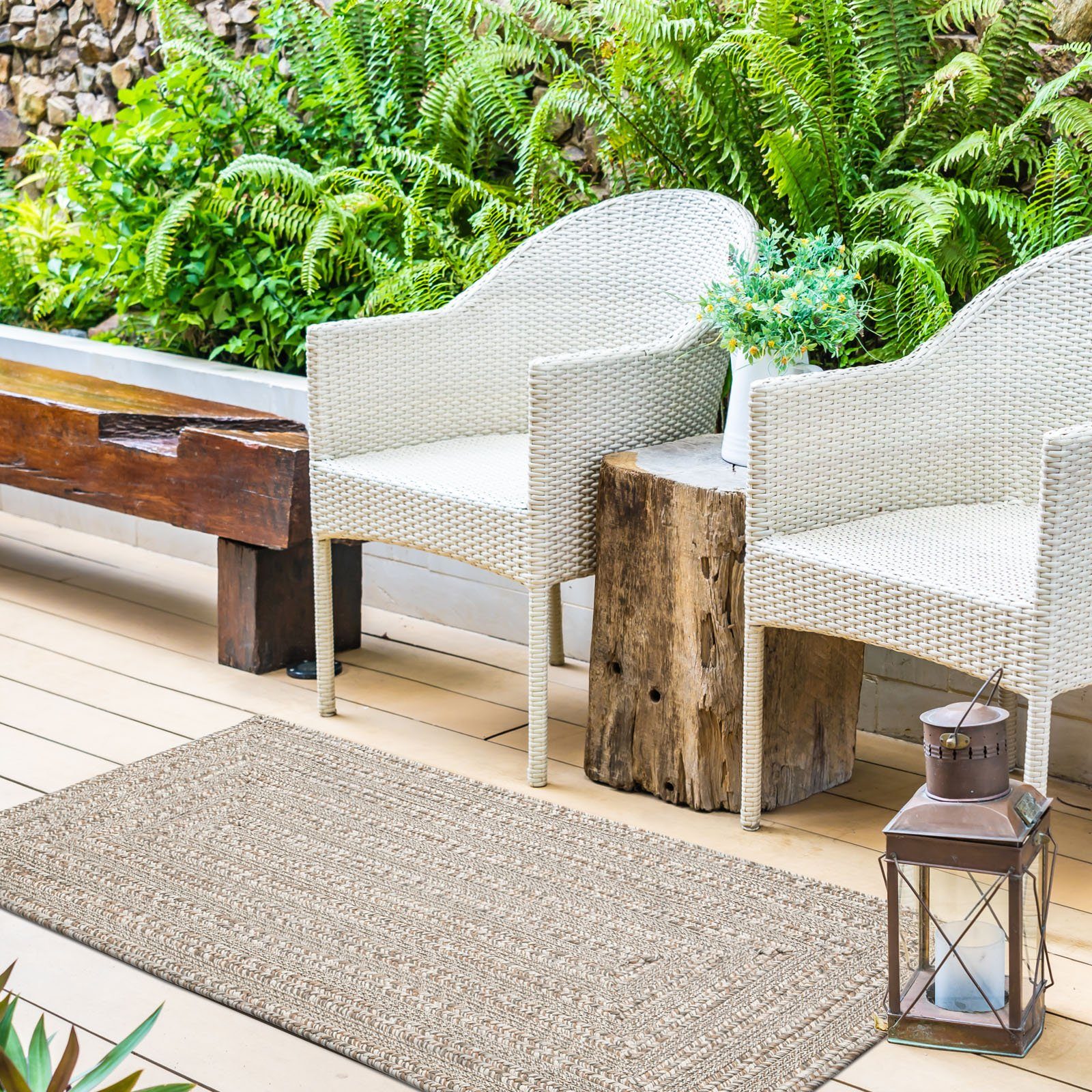 Outdoorteppich Azure, Taleta, Höhe: 7.5 mm, In-, Outdoor Teppich Wetterfest, Handgewebt, Balkon Teppich, Garten Teppich, Wohnzimmer Teppich, 70 × 140 cm