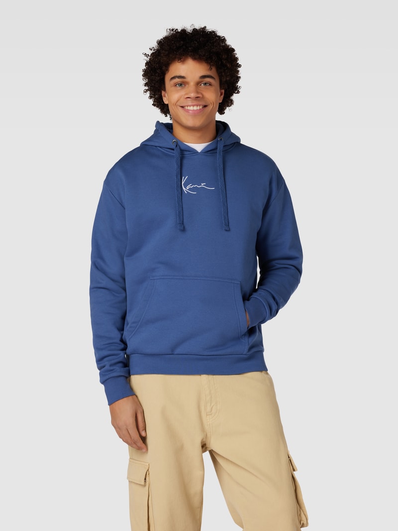 Hoodie mit Label-Stitching in dunkelblau