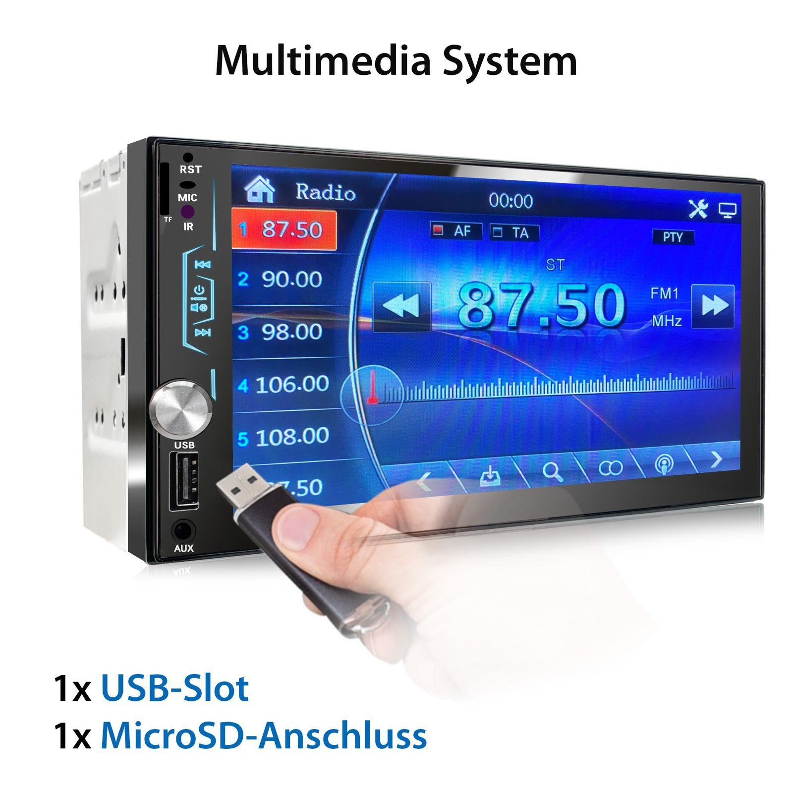 XOMAX XM-2V783 Autoradio mit 7 Zoll Bildschirm, Bluetooth, USB, SD, 2 DIN Autoradio