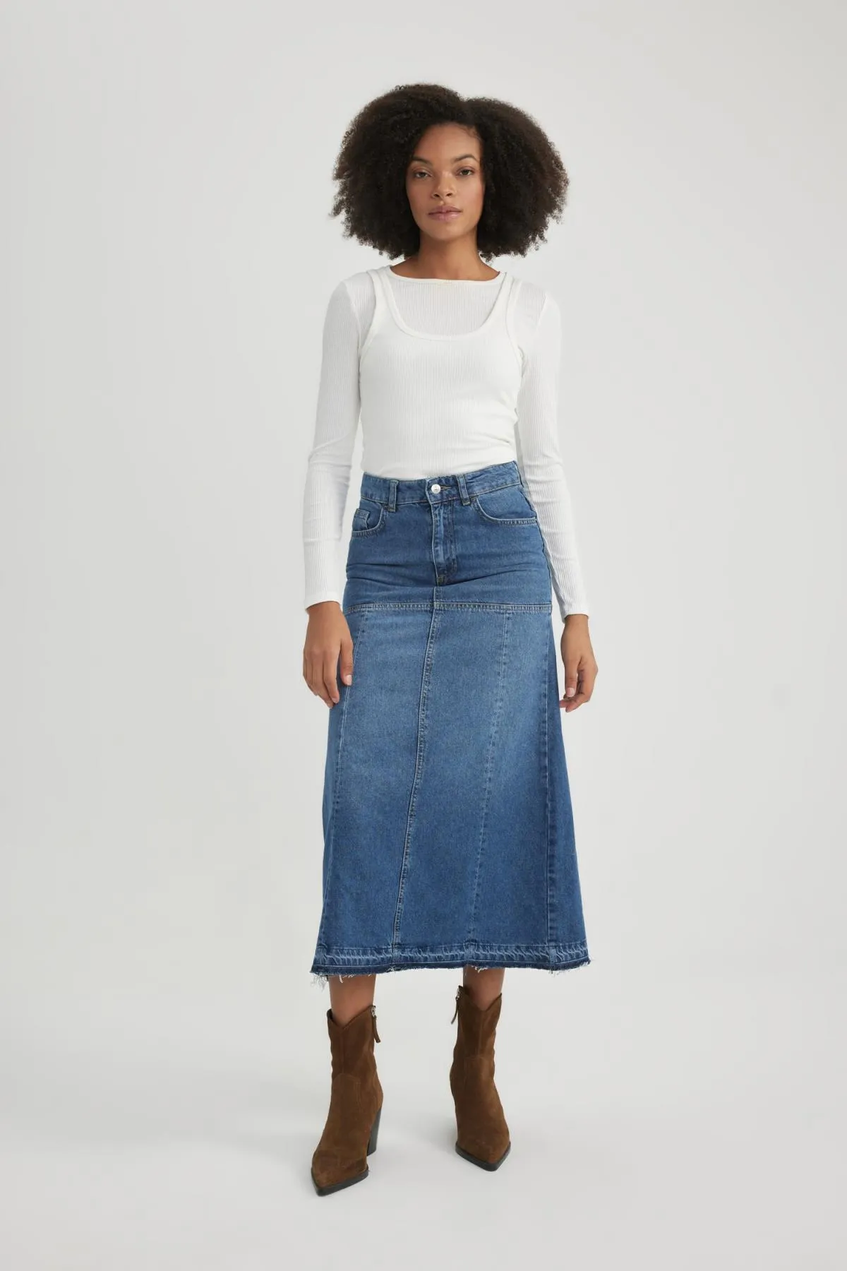 DeFacto  Lang geschnittener Jeans-Midirock B3237ax23wn