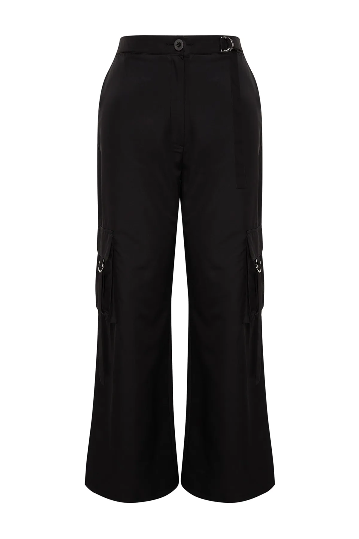 Trendyol Curve  Schwarze Fallschirm-Webhose mit weitem Bein TBBAW24AR00010