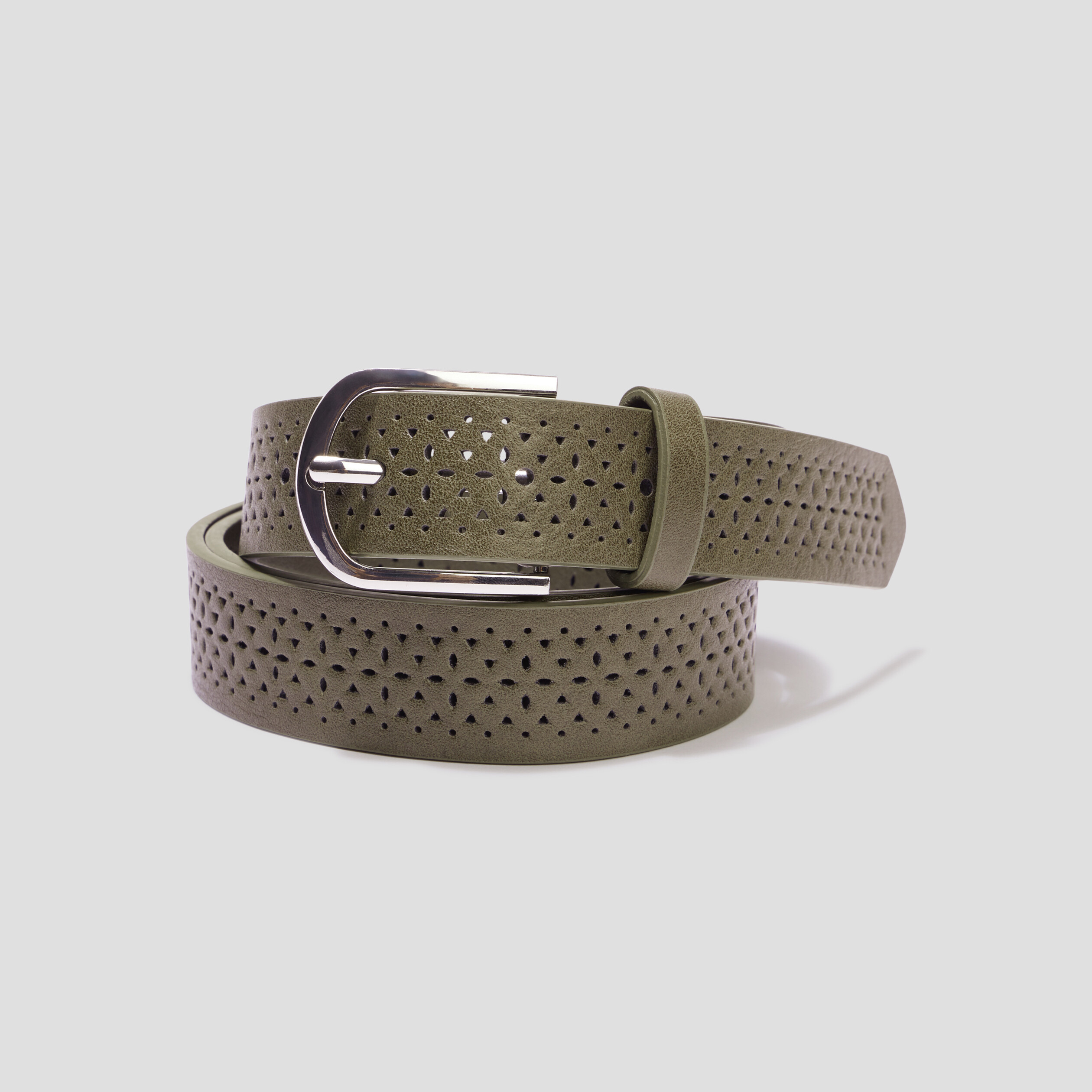 Ceinture perforée vert kaki femme | La Halle