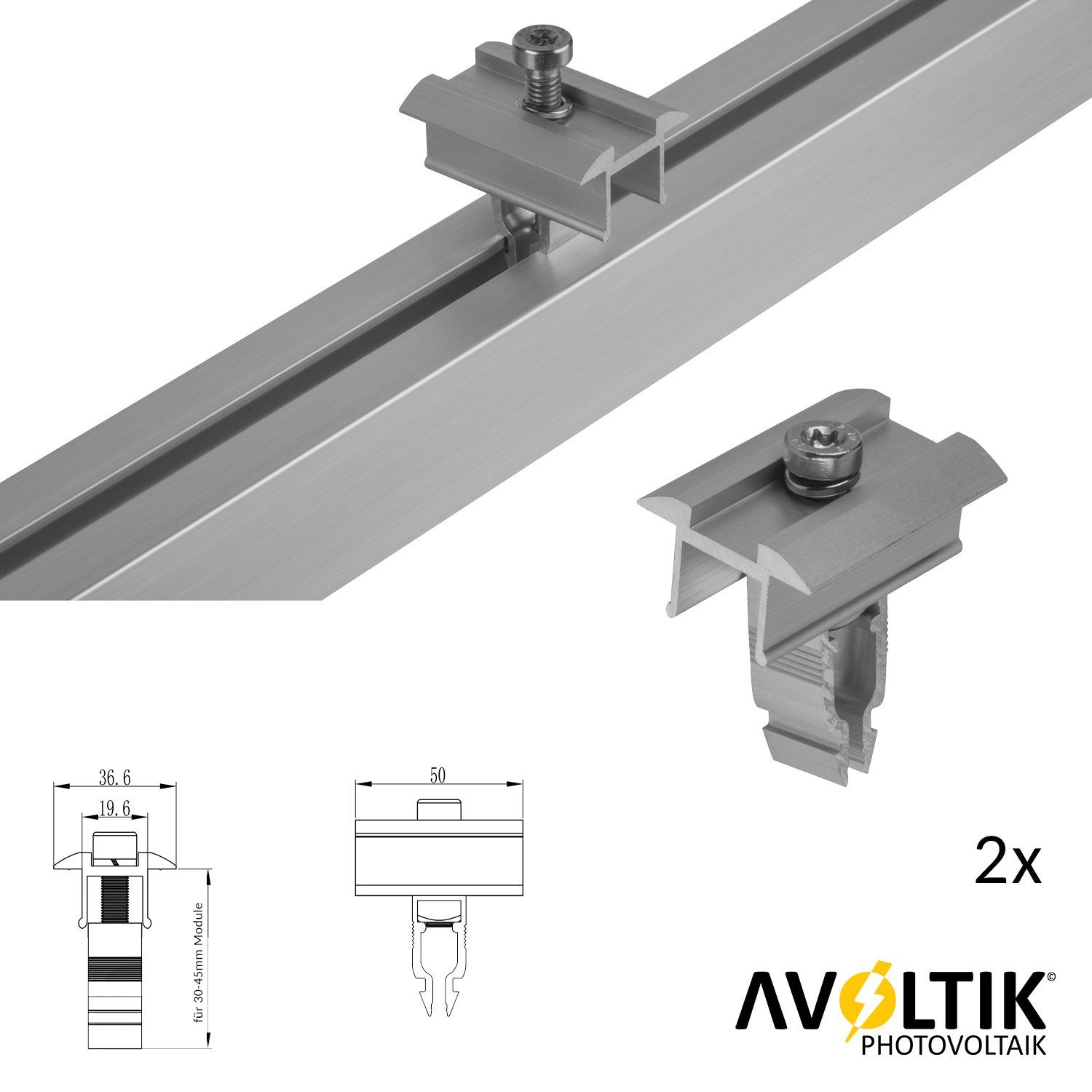 avoltik Solarmodul Solar-Halterung Ziegeldach Montageset Dach Befestigung f 2 Solarmodule