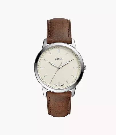 Fossil Herrenuhr The Minimalist Leder Braun