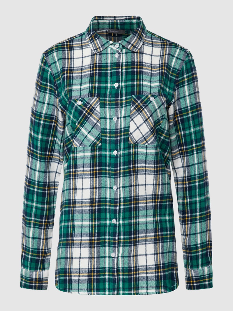 Flanellbluse mit Brusttaschen in grün