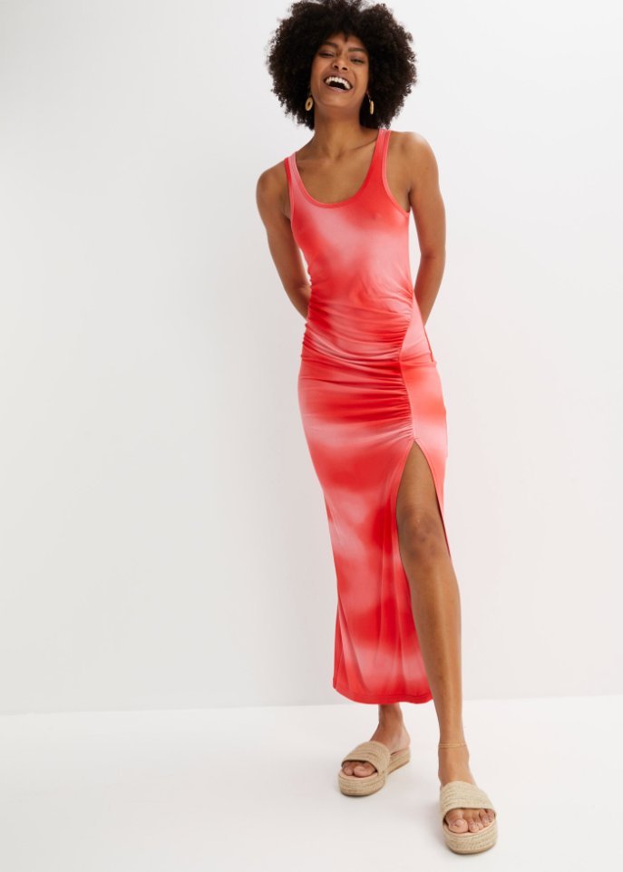 Jerseykleid mit Raffung und Cut-Outs