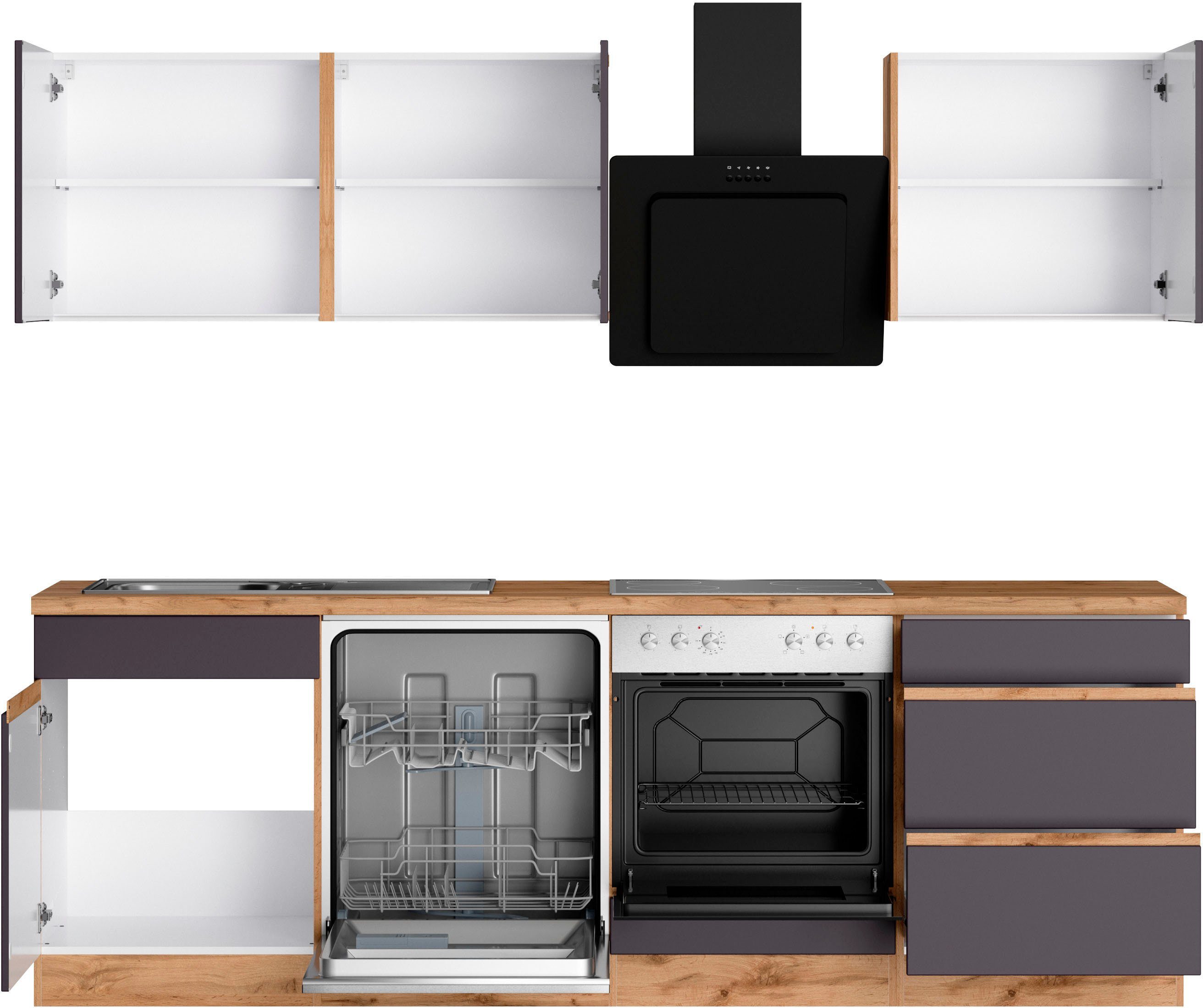 HELD MÖBEL Küche Riesa, Stellbreite 340x150 cm, wahlweise mit oder ohne E-Geräte