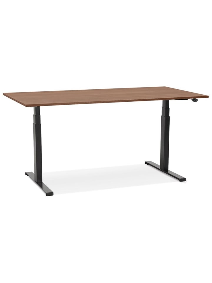 KADIMA DESIGN Schreibtisch 140x70 cm elektrisch höhenverstellbar in Braun-Schwarz günstig kaufen