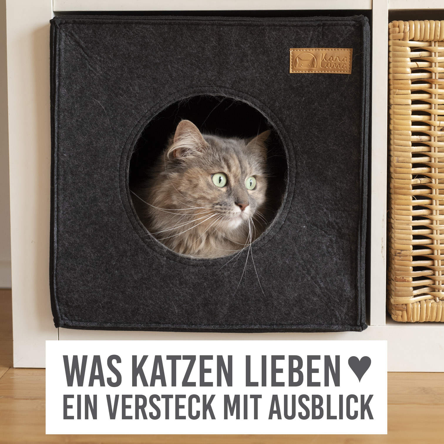 KaraLuna Katzenhöhlen KaraLuna Katzenhöhle aus Filz fürs Regal dunkelgrau
