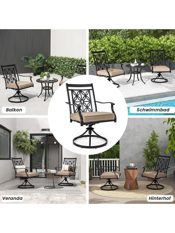 COSTWAY Gartenstühle 2er Set in Khaki günstig kaufen onesize