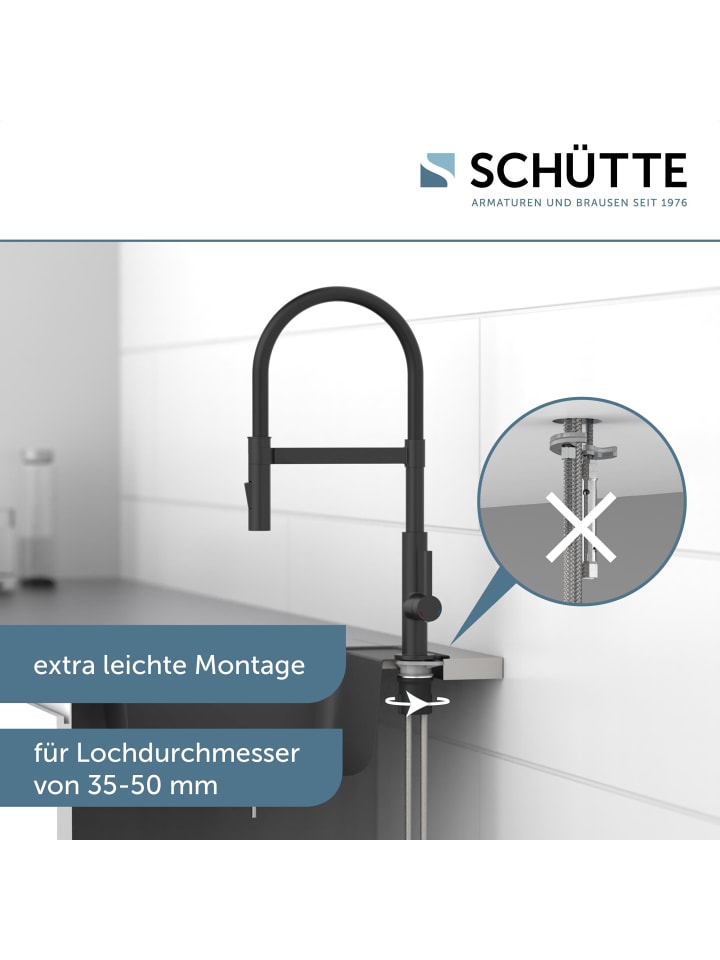 Schütte Küchenarmatur MIAMI in Schwarz mit Brause - (L) 26 x (B) 5 x (H) 46 cm günstig kaufen 0