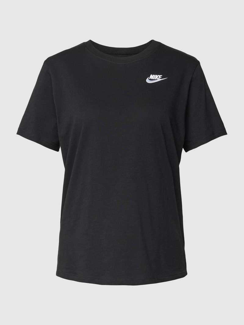 T-Shirt in unifarbenem Design mit Label-Stitching in schwarz
