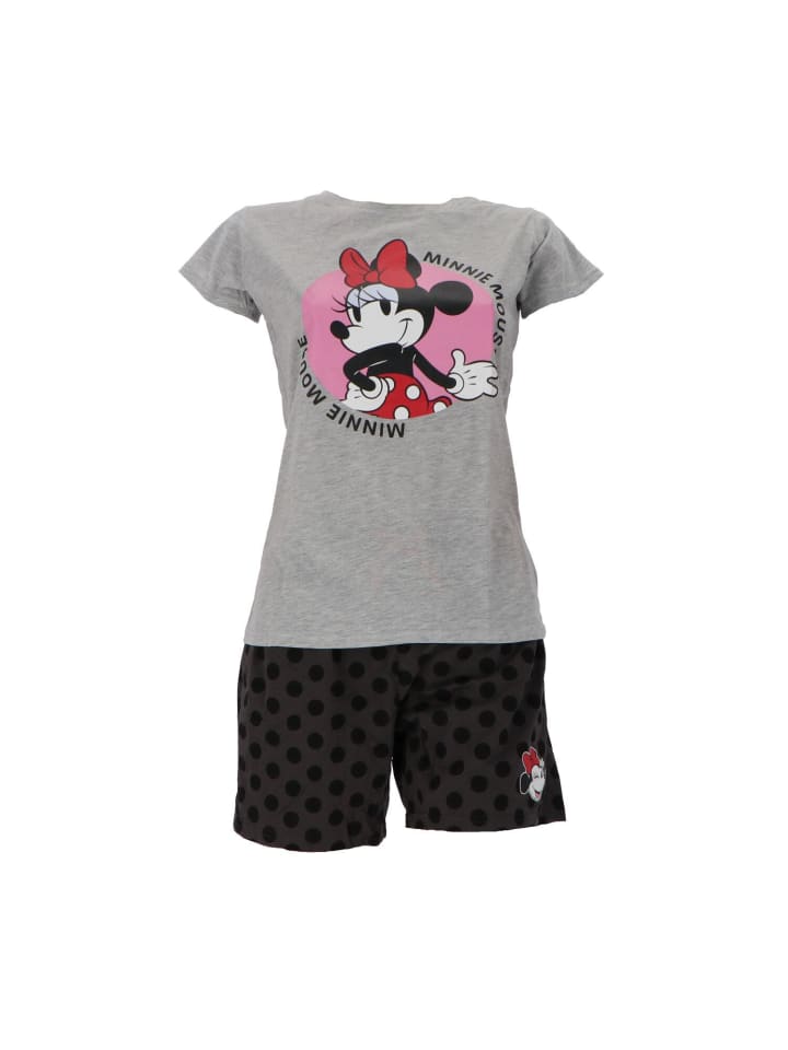 Disney Minnie Mouse Minnie Maus Shortama für Damen Bequemer Schlafanzug in Schwarz günstig kaufen