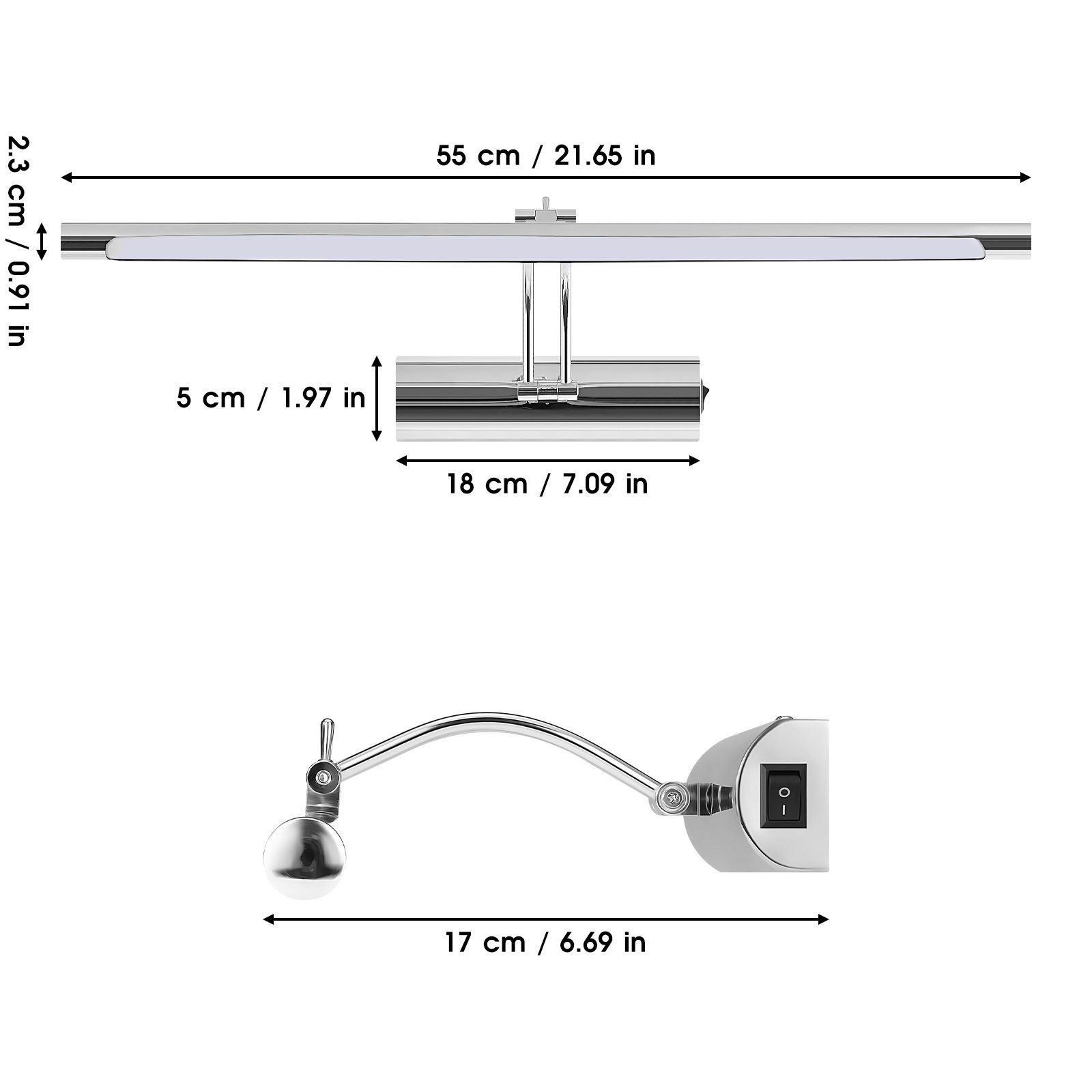 iscooter Spiegelleuchte LED Spiegelleuchte, Badezimmer Lampe Edelstahl Spiegellampe, LED fest integriert, Warmweiß, Kaltweißes, LED Spiegelleuchte, Spiegelleuchte, LED Badleuchte, Badlampe, Spiegellampe