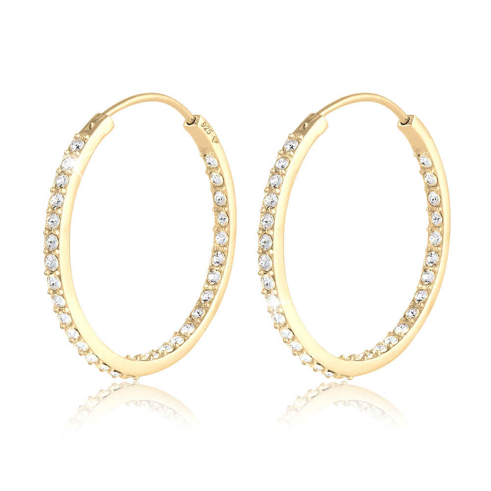 Elli Elli Boucles d'Oreilles Femmes Créoles Étincelantes avec Cristaux en Argent Sterl Boucles d'oreilles