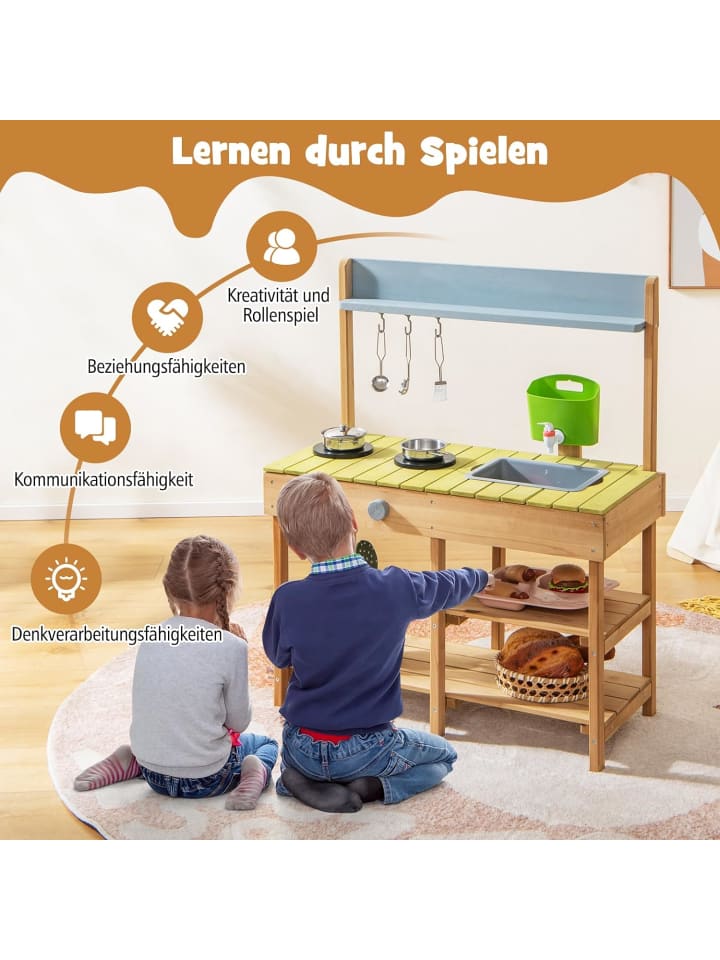 COSTWAY Matschküche Outdoor in Beige günstig kaufen 35 cm