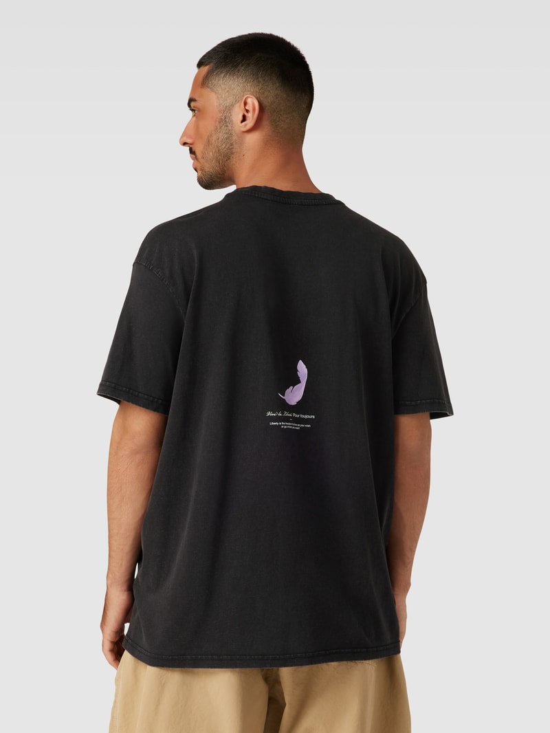 T-Shirt mit Motiv-Print Modell 'VIVE LE LIBERTÉ' in anthrazit