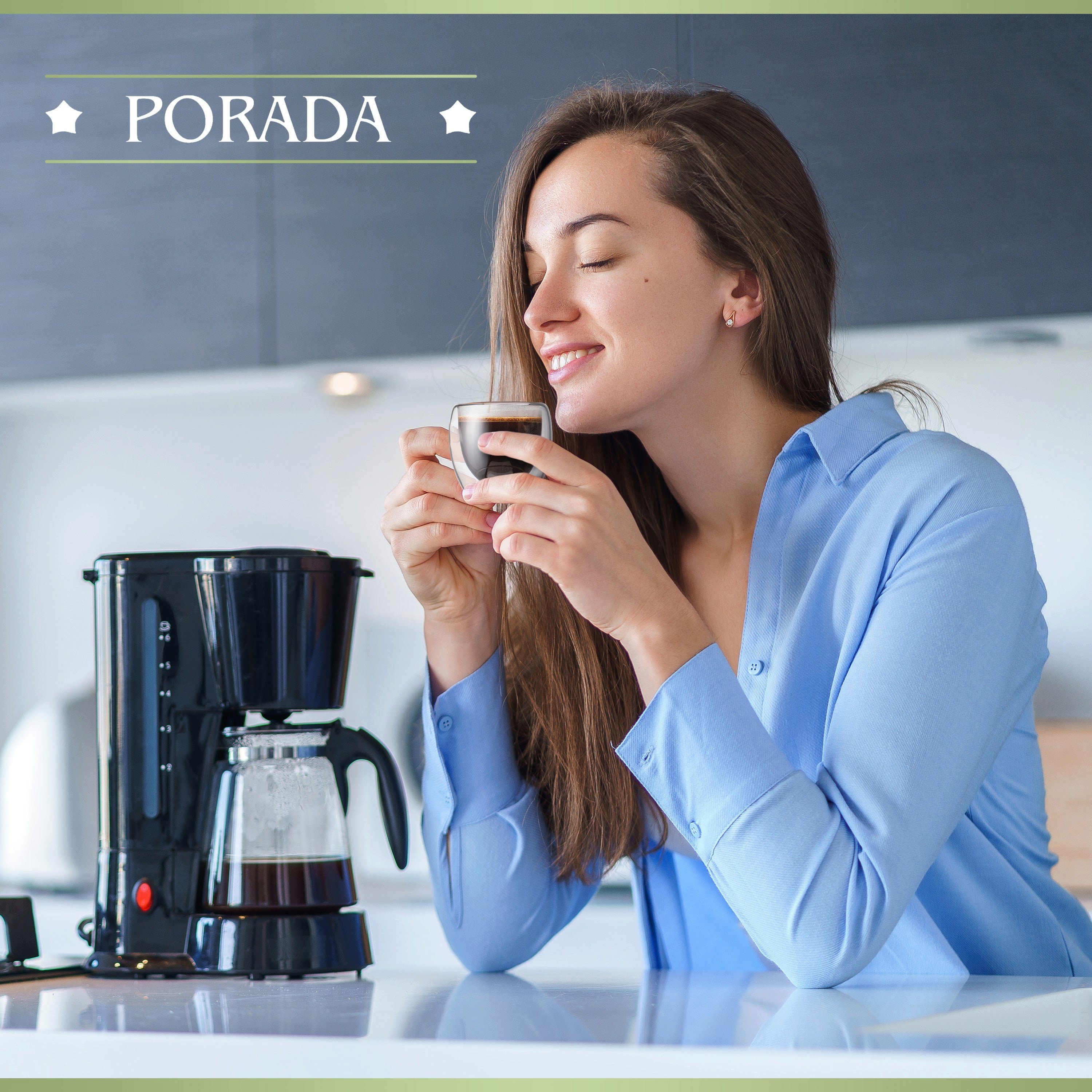 PORADA Espressoglas 4er Set doppelwandige Espresso Gläser 80ml, 4-teilig, Espresso Gläser-Set 80ml, doppelwandig, isolierend