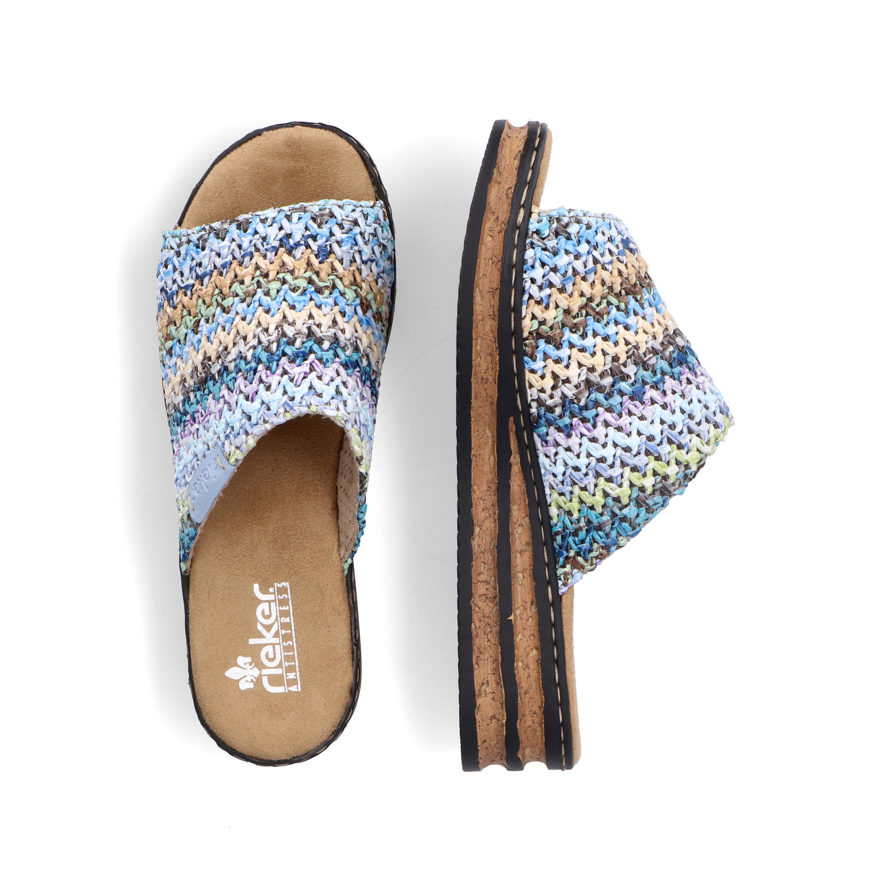 Rieker Damen Pantoletten multi-himmelblau
