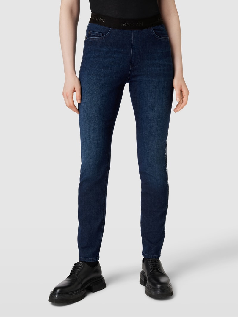 Schlupfjeans mit elastischem Bund in blau