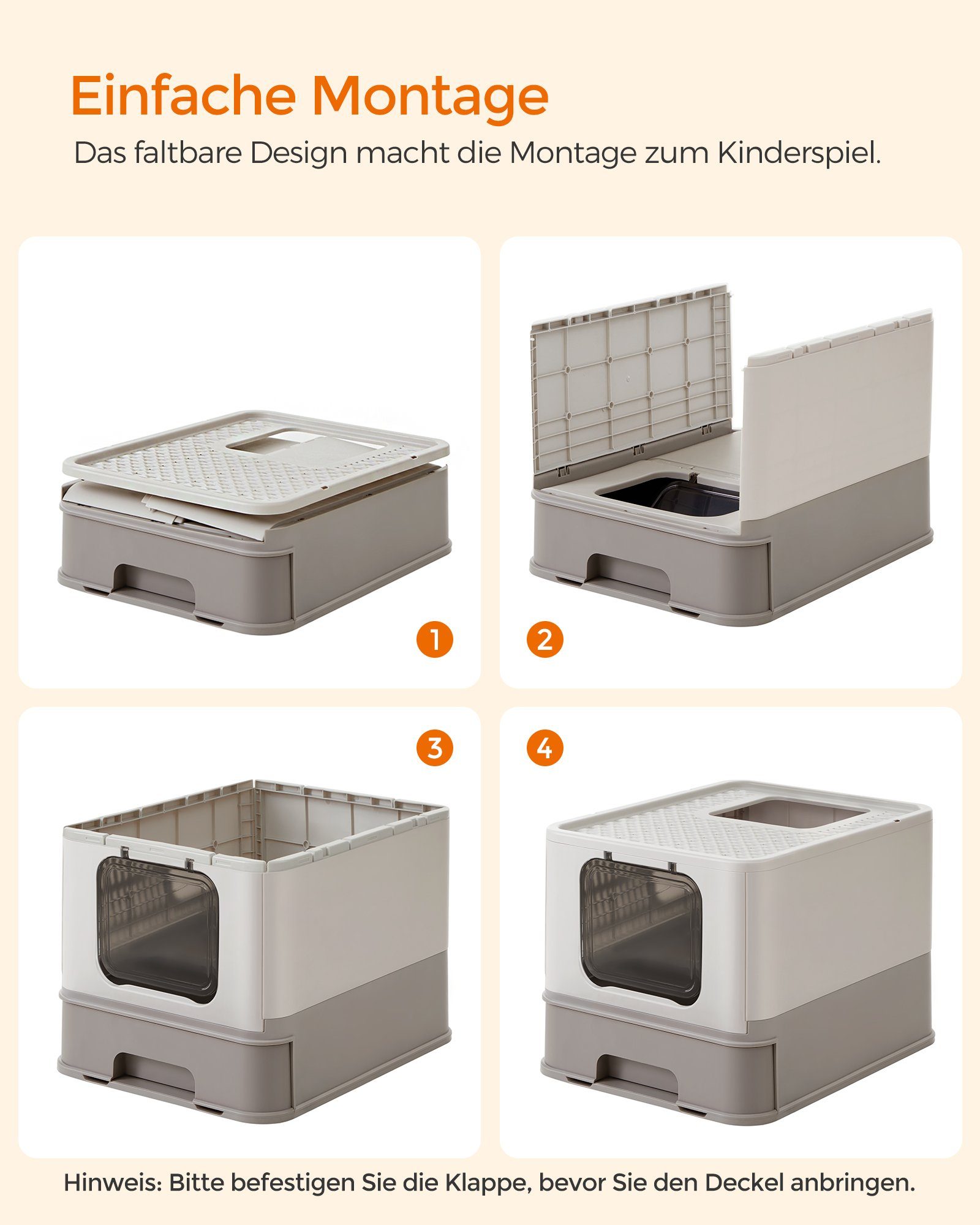 FEANDREA Katzentoilette, Katzenklo, mit Deckel, für Katzen bis 15kg