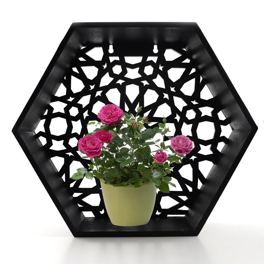 Blusmart Wandhaken Sechseckiger Blumentopfständer Aus Holz, Personalisierter, Hohler
