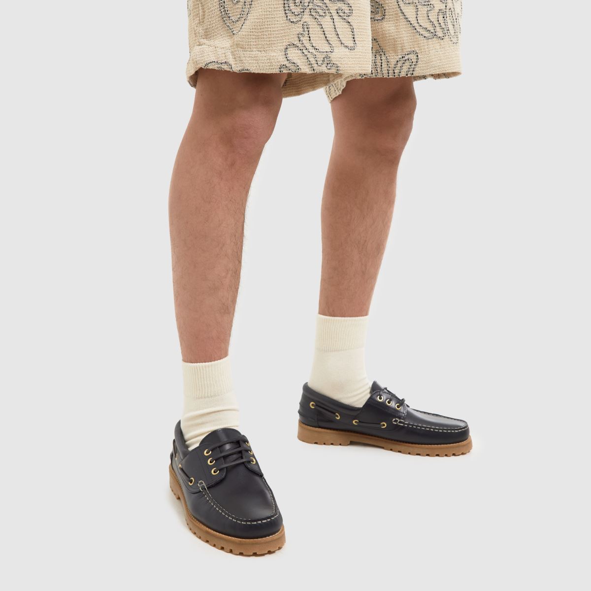 Schuh Princeton – Marinblå båtskor i läder