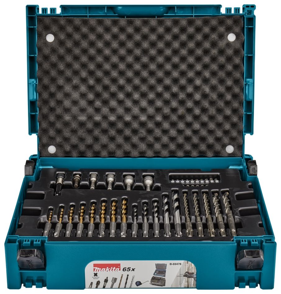 Zestaw wierteł/bitów wkrętakowych Makita Accessories B-69478, 65 elementów, SDS-PLUS, w pudełku Mbox