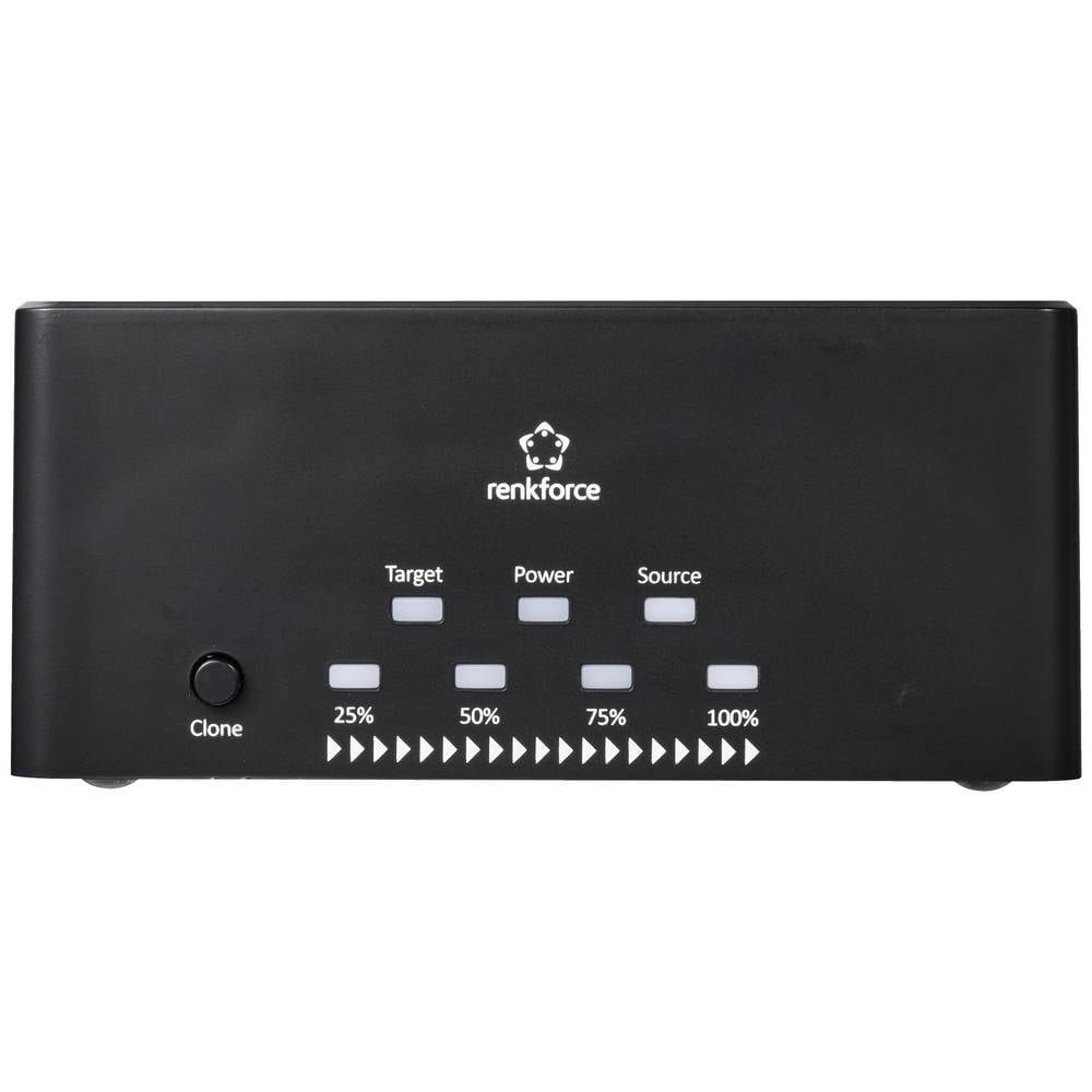 Renkforce Festplatten-Dockingstation USB 3 SATA 2-Port HDD-Dockingstation mit Cloning, mit Clone-Funktion, mit Erase-Funktion