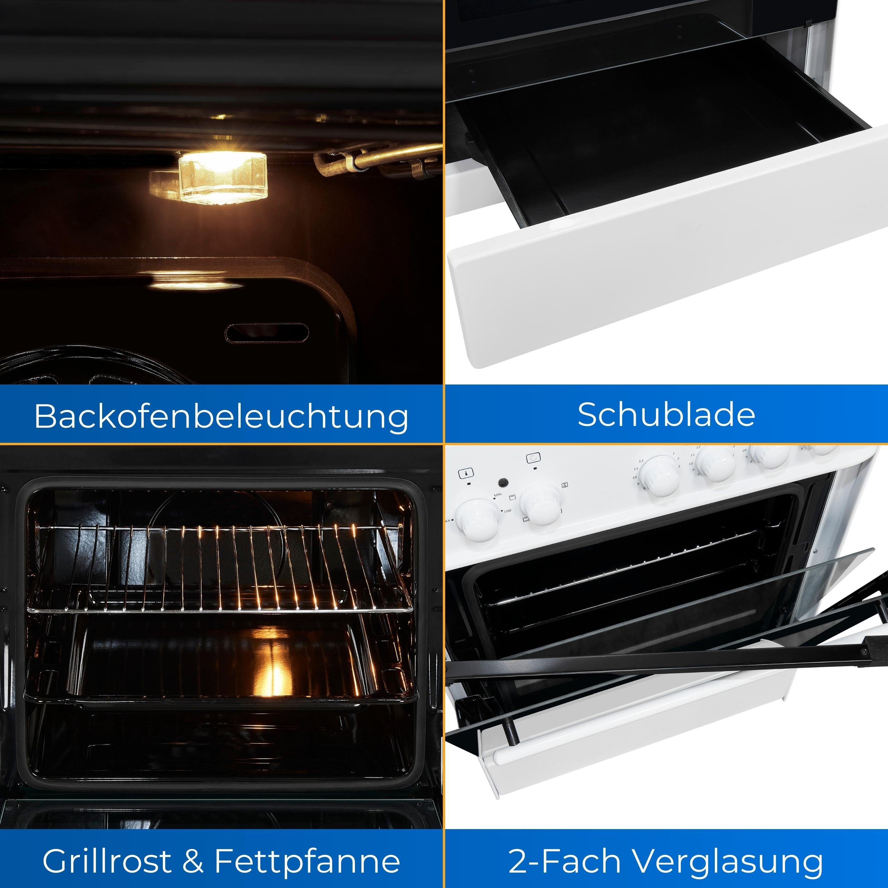 exquisit Elektro-Standherd EH 10.6-4, Grill, leistungsstark