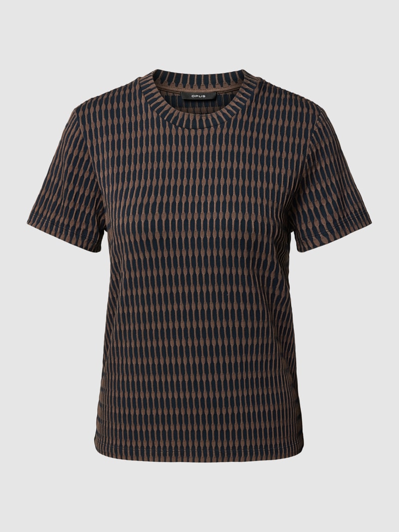 T-Shirt mit Strukturmuster Modell 'Silay' in marineblau