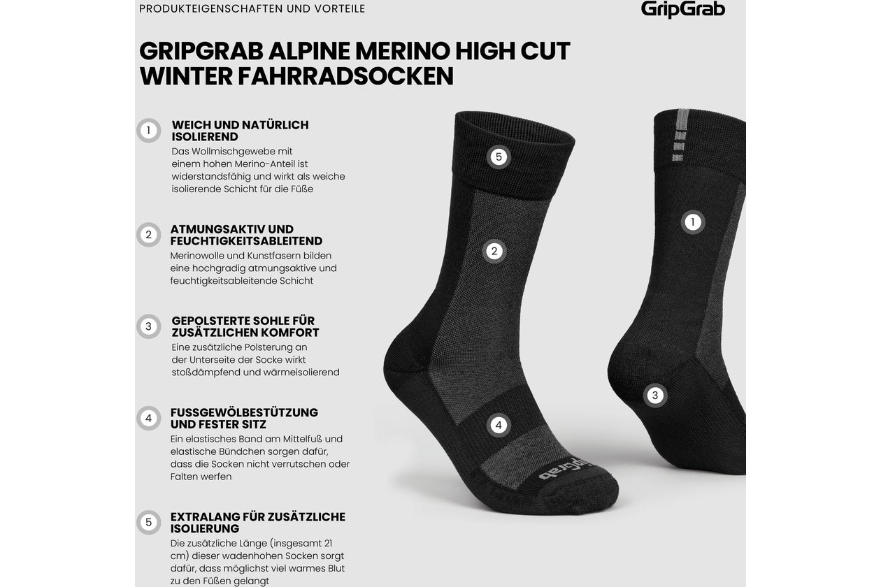 GRIPGRAB Alpine Merino High Cut Winter Socken - 2023