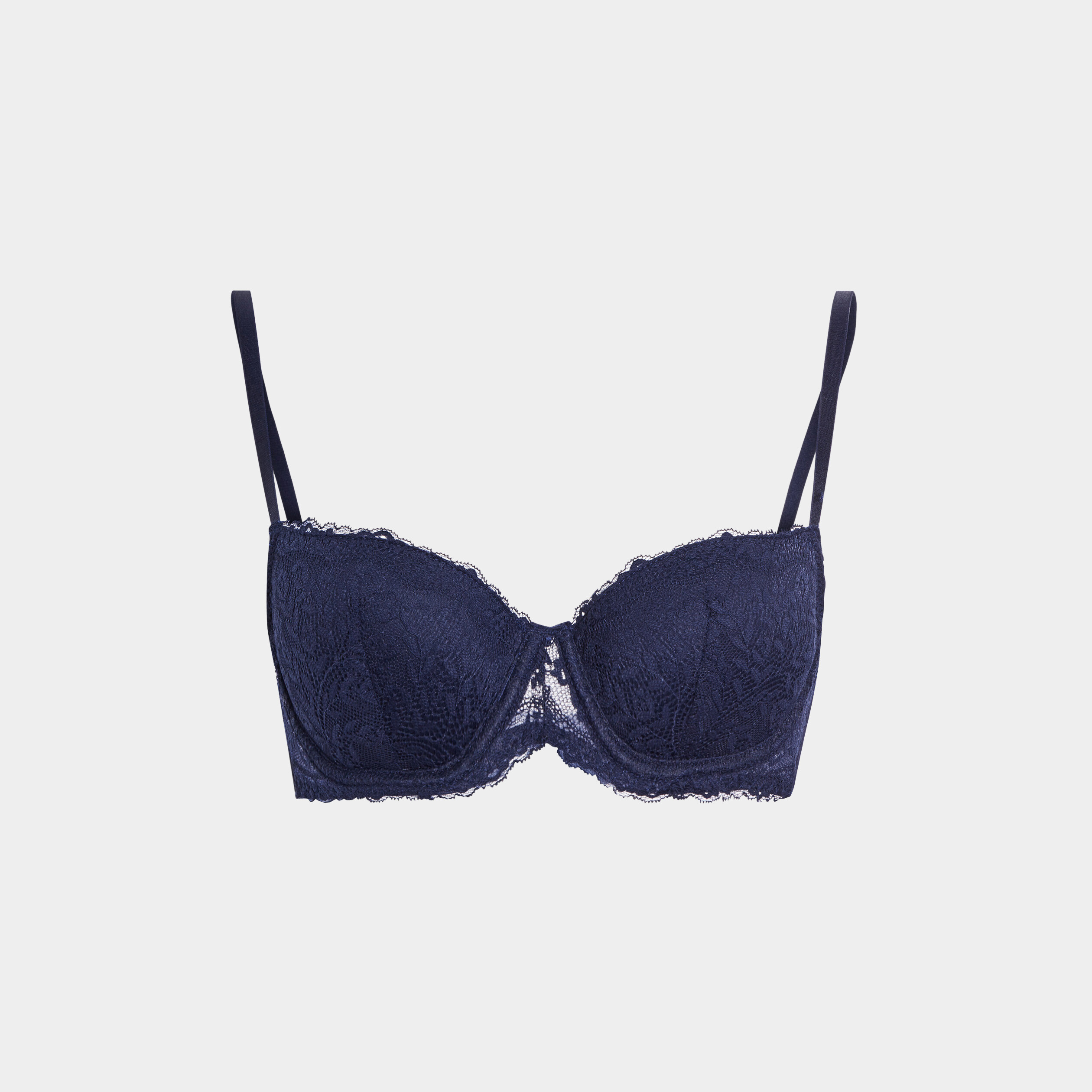Soutien-gorge corbeille micro dentelle bleu marine femme | La Halle