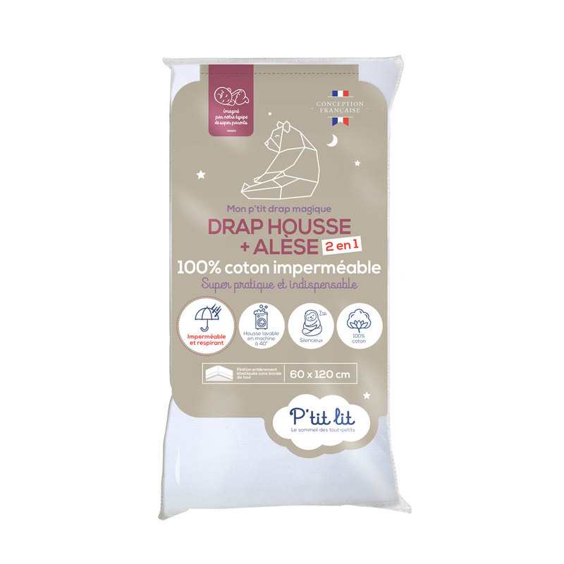 Drap housse blanc 60x120 cm P’tit lit