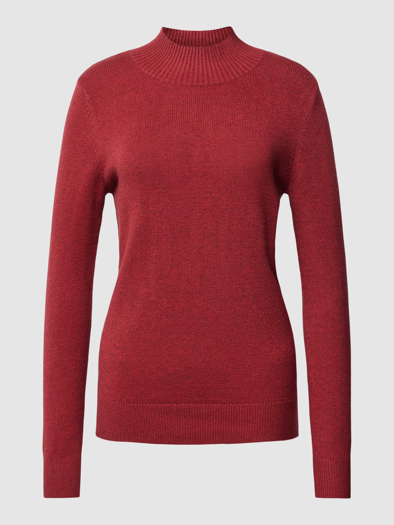 Strickpullover mit Stehkragen in bordeaux rot meliert