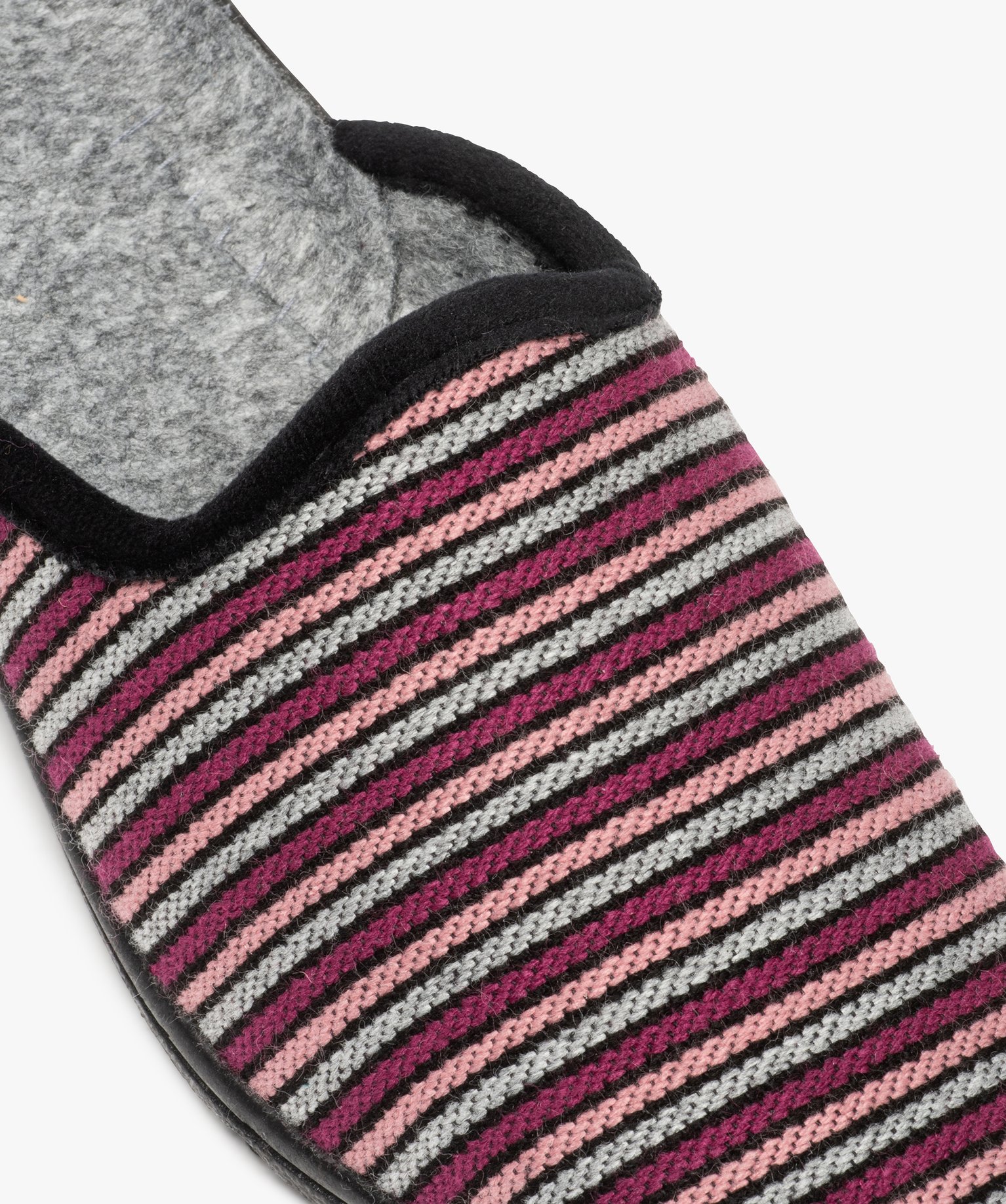 Chaussons femme mules confort dessus tissé gris | GEMO