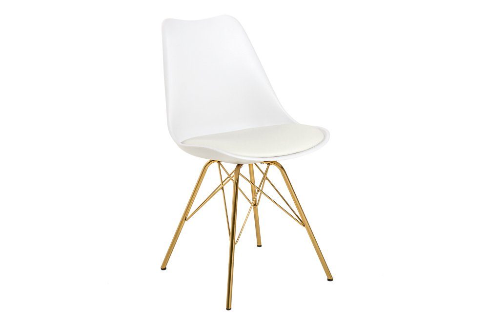 riess-ambiente Polsterstuhl SCANDINAVIA MEISTERSTÜCK weiß / gold (Einzelartikel, 1 St), Esszimmer · Kunstleder · Metall · Retro Design