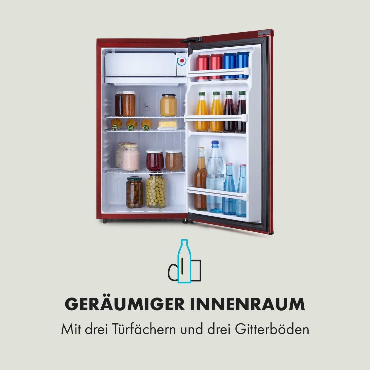 Klarstein Getränkekühlschrank HEA19-Yummy-90Lred 10035213, 84 cm hoch, 45 cm breit