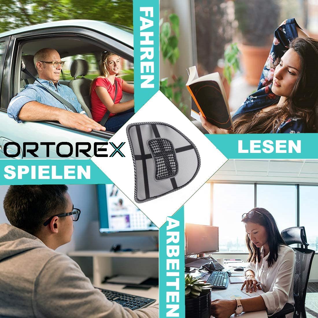 MAVURA Rückenkissen ORTOREX Ergonomische Lordosenstütze Rückenstütze Rückenlehne, Lendenkissen Lendenwirbelstütze, Rücken Stütze Stuhl Auto Büro Sitz Sessel