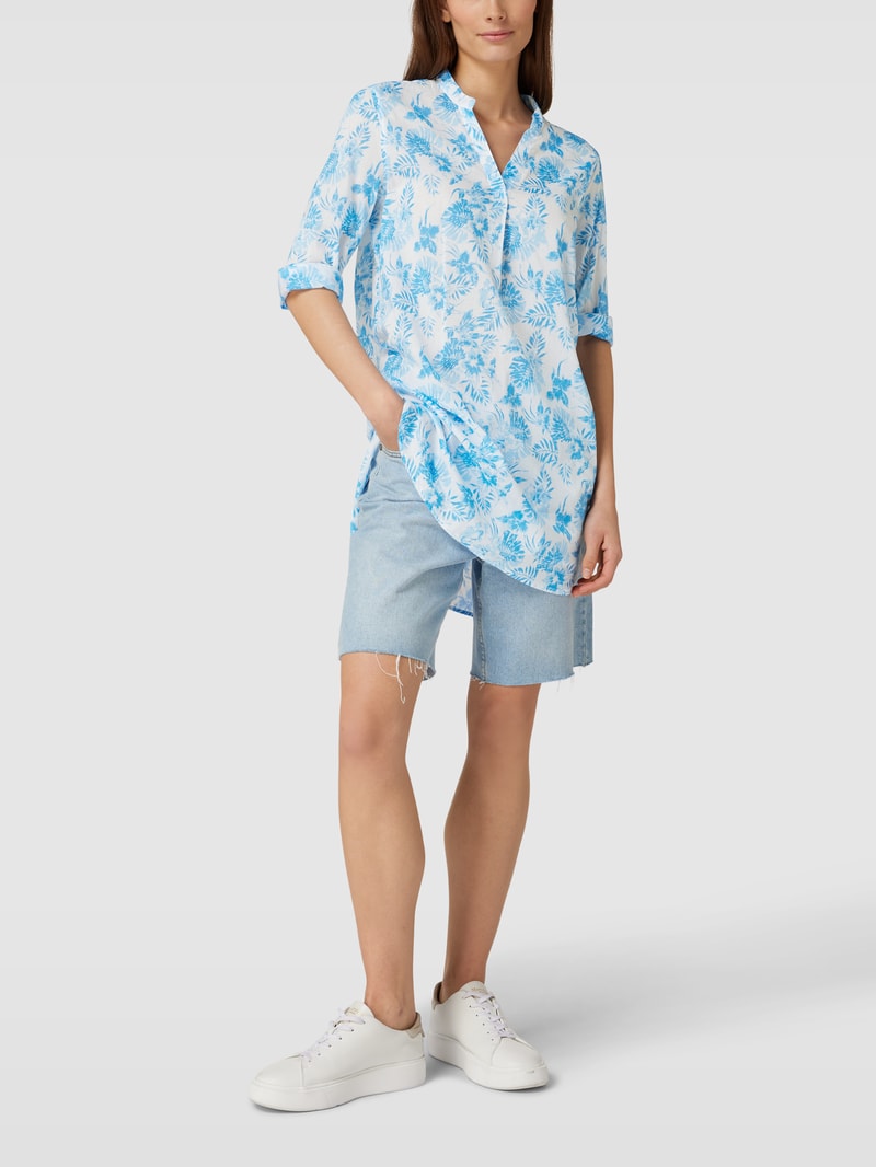 Bluse mit floralem Muster Modell 'Tunika' in blau