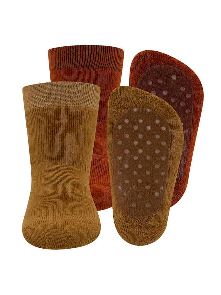 ewers 2er-Set Stoppersocken Uni in honig-kupfer günstig kaufen