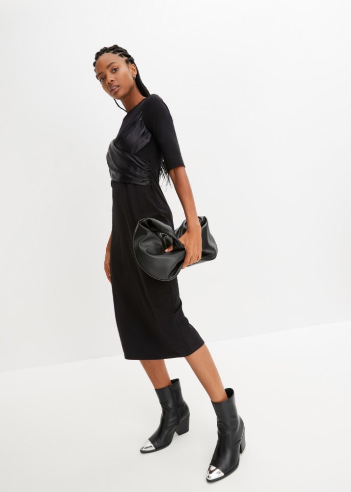 Kleid mit Satin-Einsatz