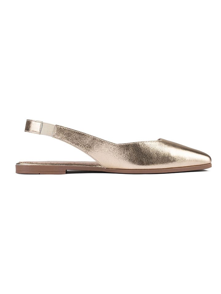loft37 Leder-Slingballerinas in Gold günstig kaufen