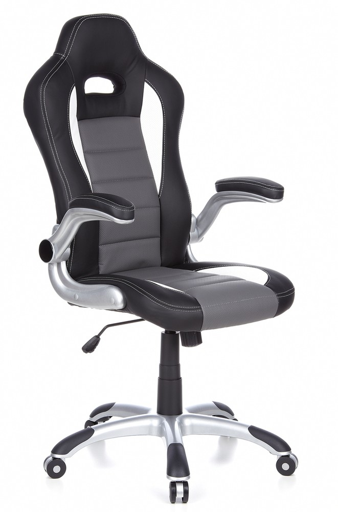 hjh OFFICE Chefsessel GAME SPORT Grau/Schwarz Bürostuhl, Armlehnen klappbar