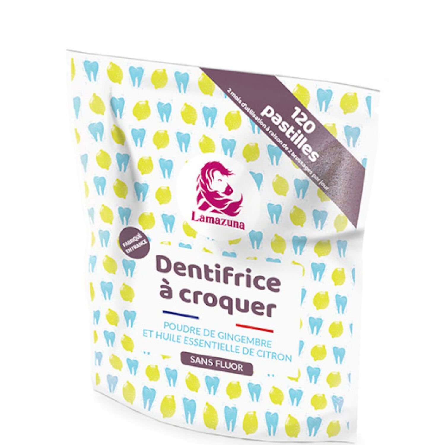 Lamazuna Dentifrice à Croquer Citron et Gingembre 120 Pastilles