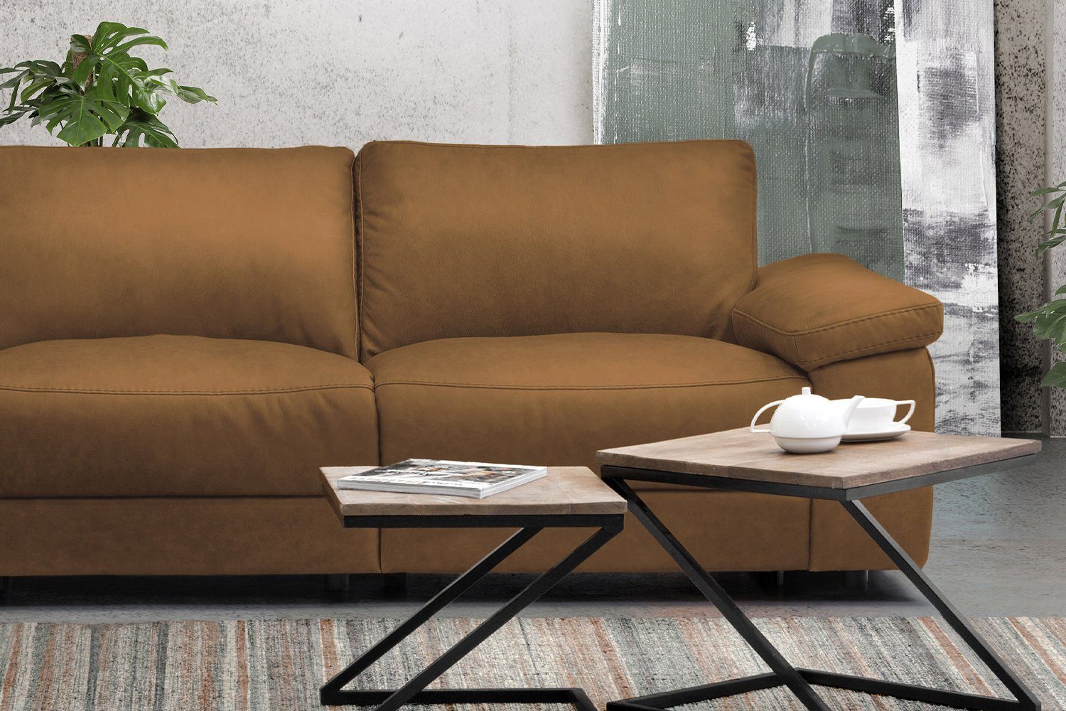 KAWOLA Ecksofa LOLA XL, Sofa Stoff od. Leder, Recamiere rechts od. links, versch. Farben